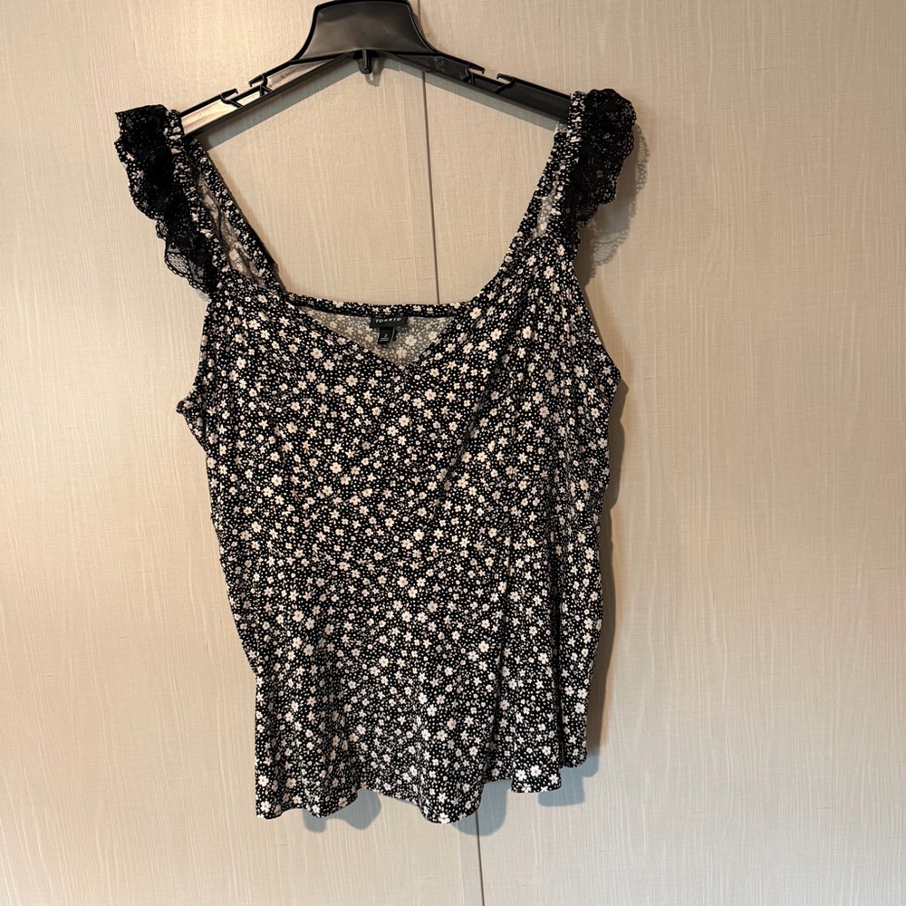 Torrid Black and White Floral Lace Top